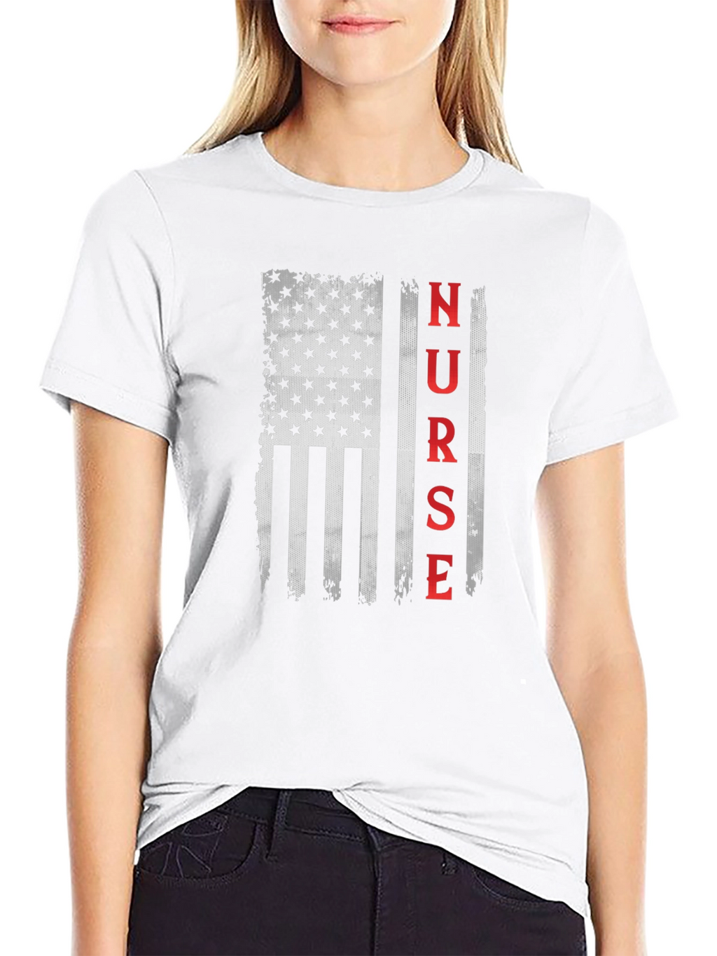 Nurse American Flag Graphic T-Shirt