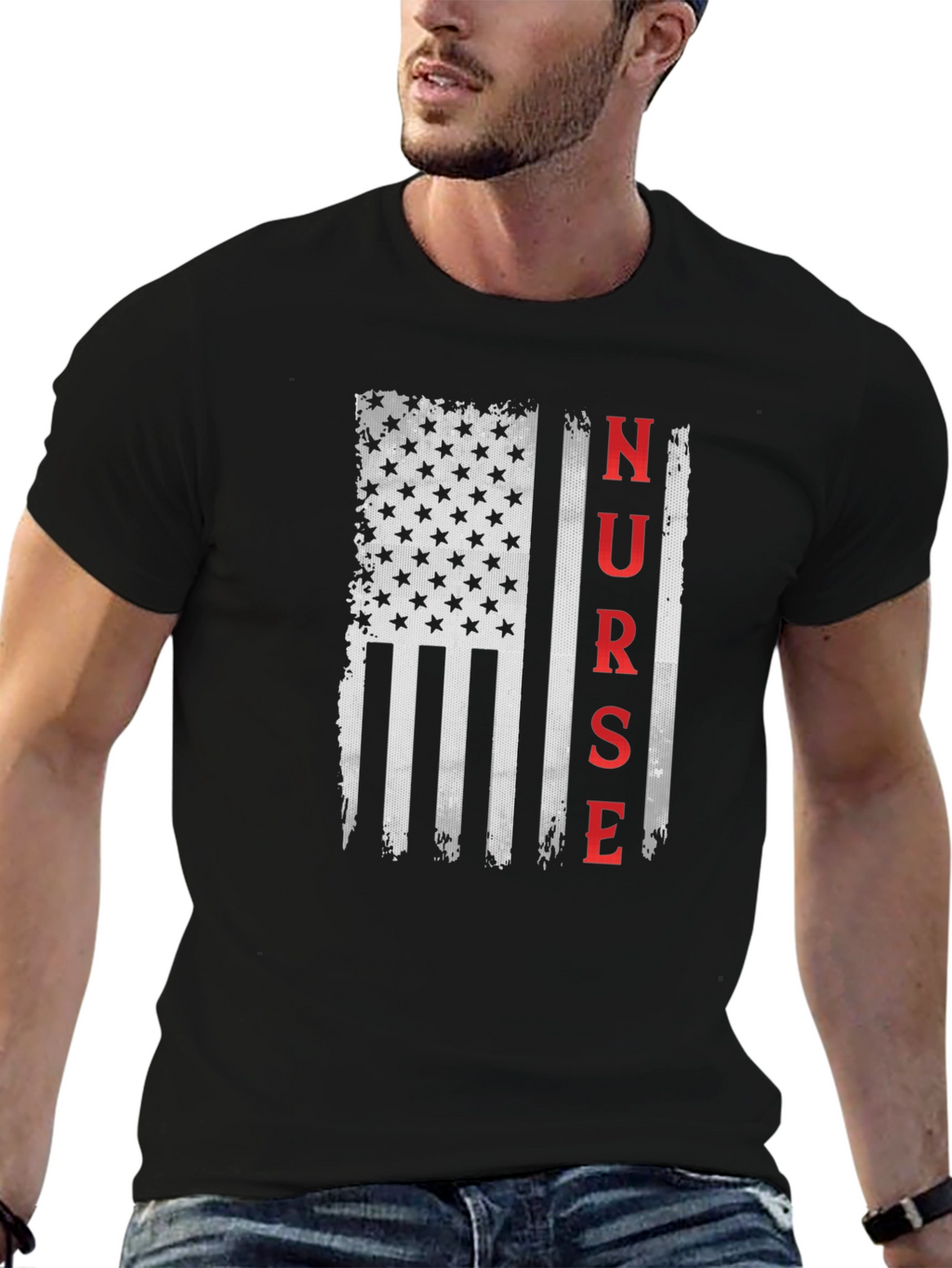 Nurse American Flag Graphic T-Shirt