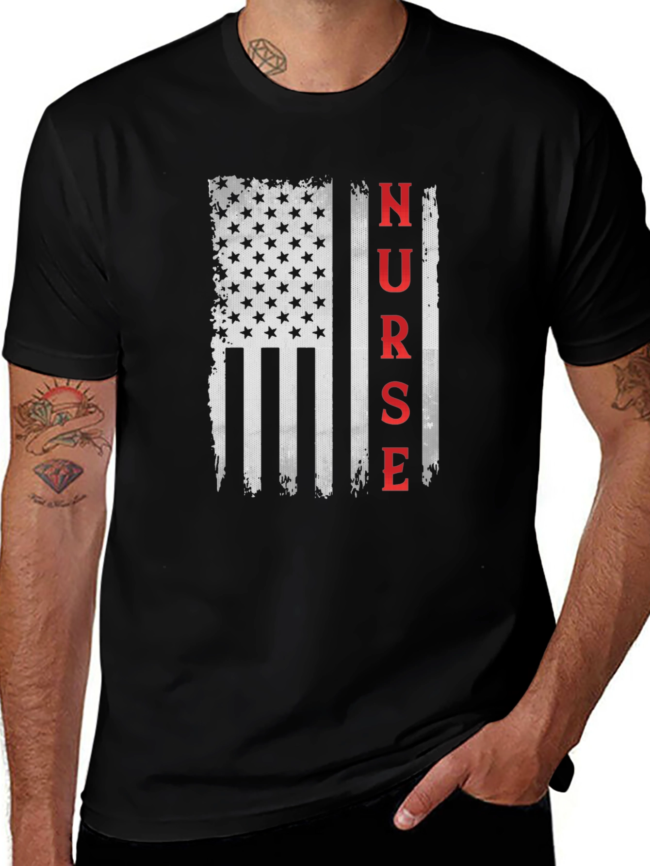 Nurse American Flag Graphic T-Shirt