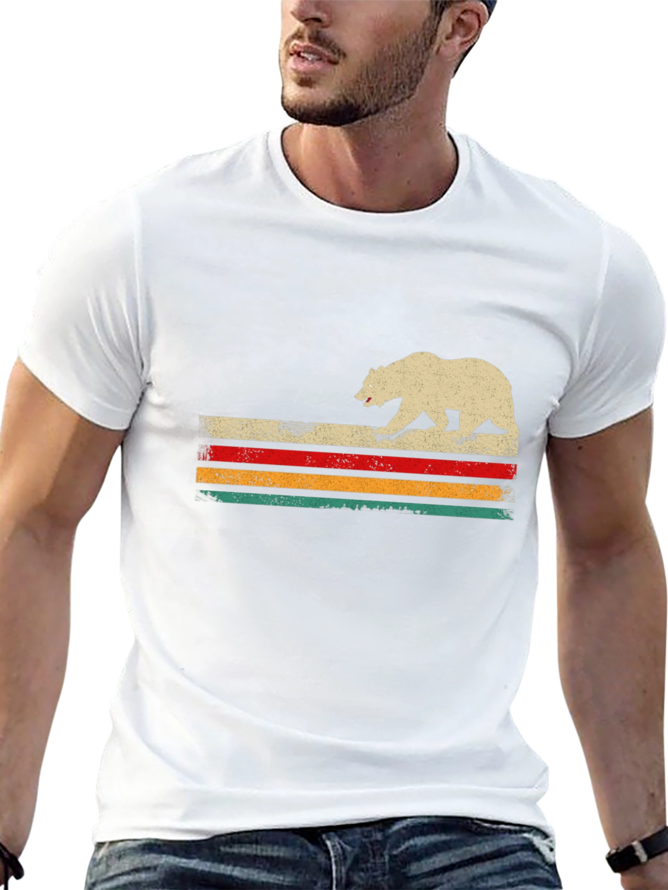 Retro Bear Graphic T-Shirt - Black