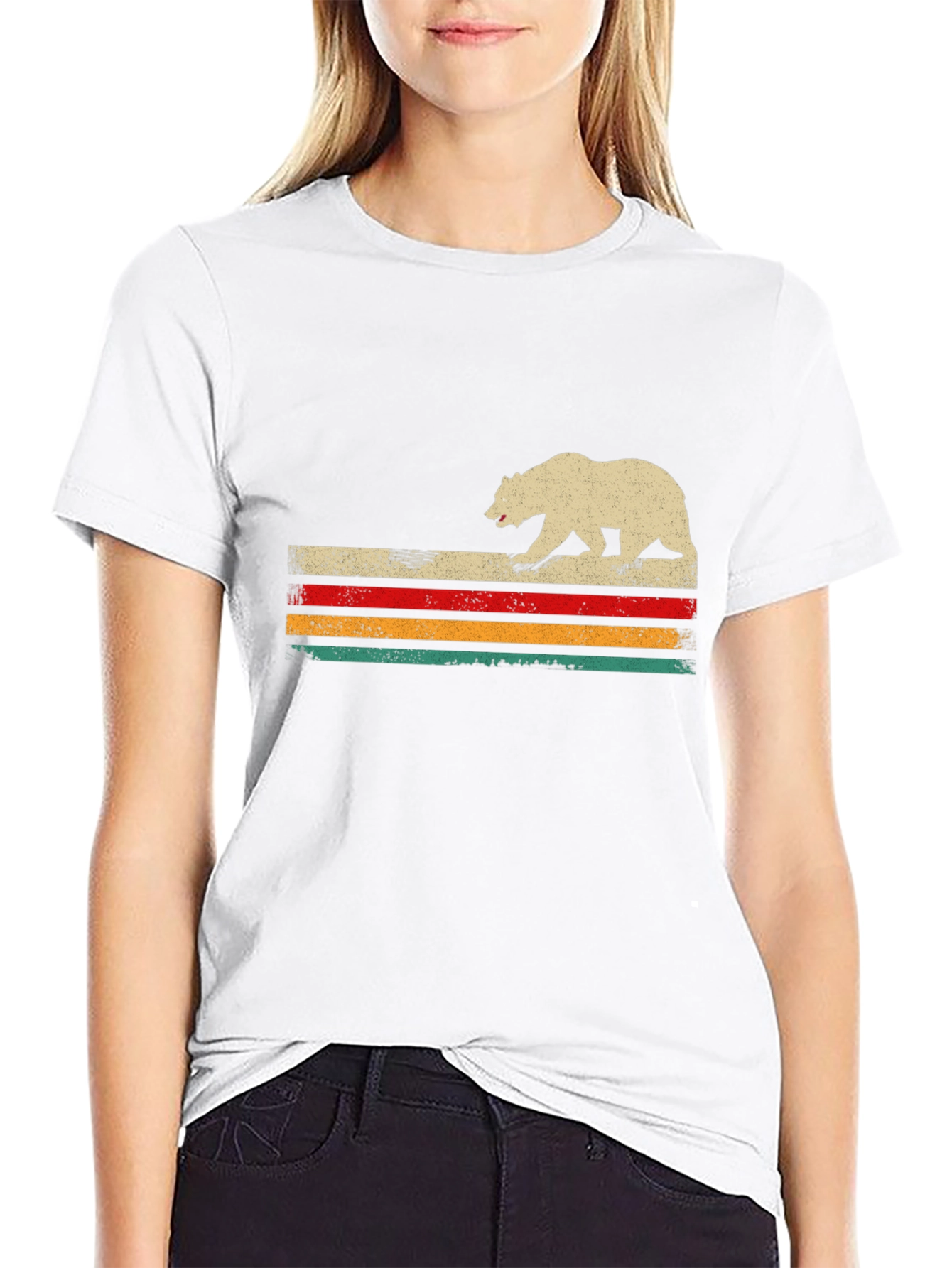 Retro Bear Graphic T-Shirt - Black