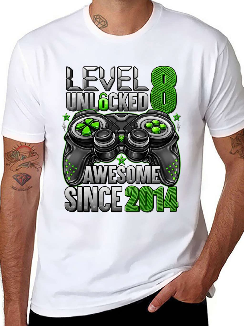 Level 8 Unlocked Awesome Since 2014 Gaming T-Shirt
