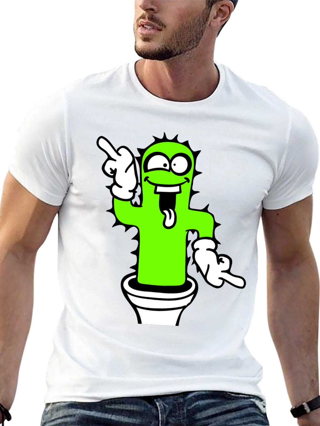 Funny Cactus Graphic Tee - Black