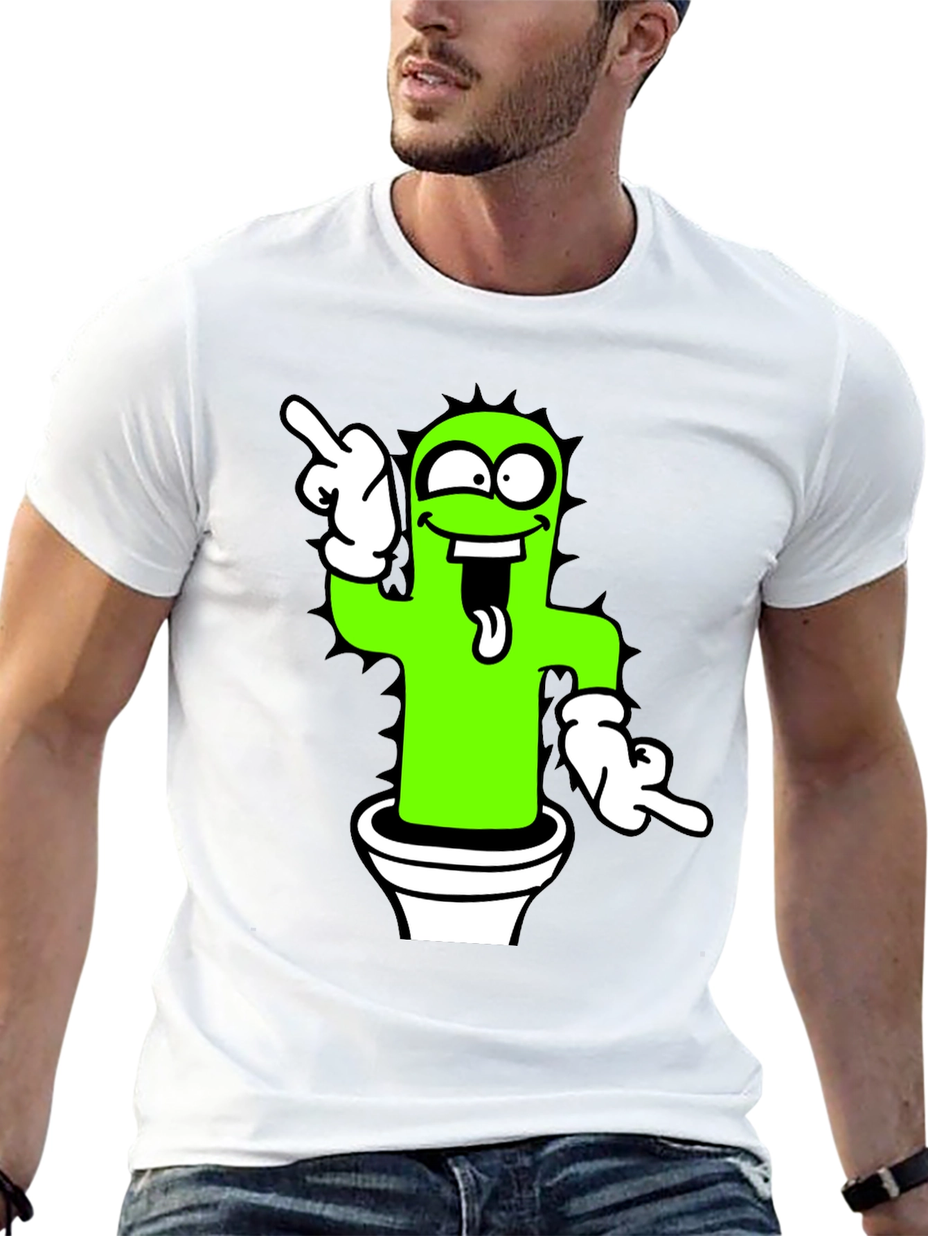 Funny Cactus Graphic Tee - Black