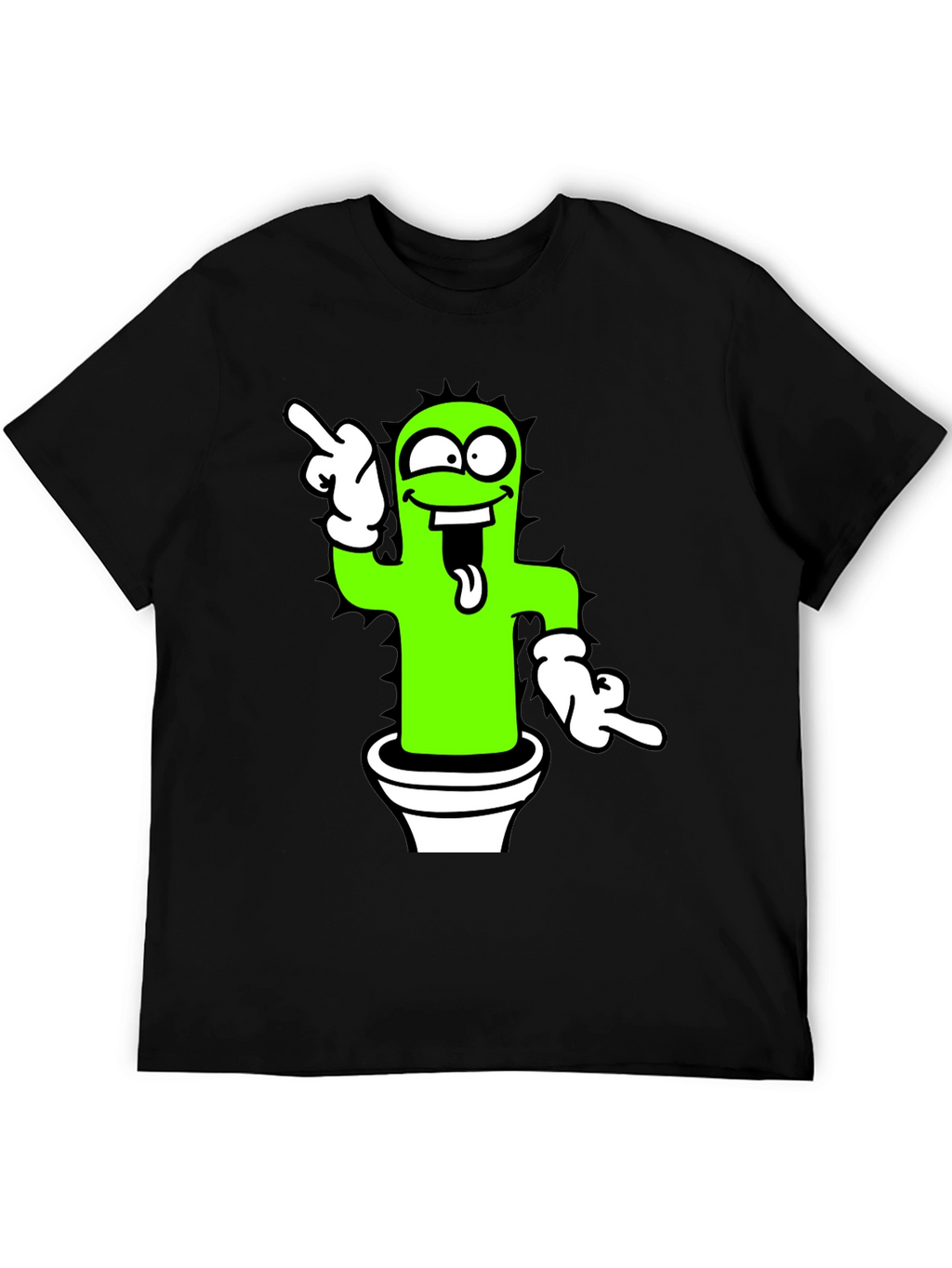 Funny Cactus Graphic Tee - Black