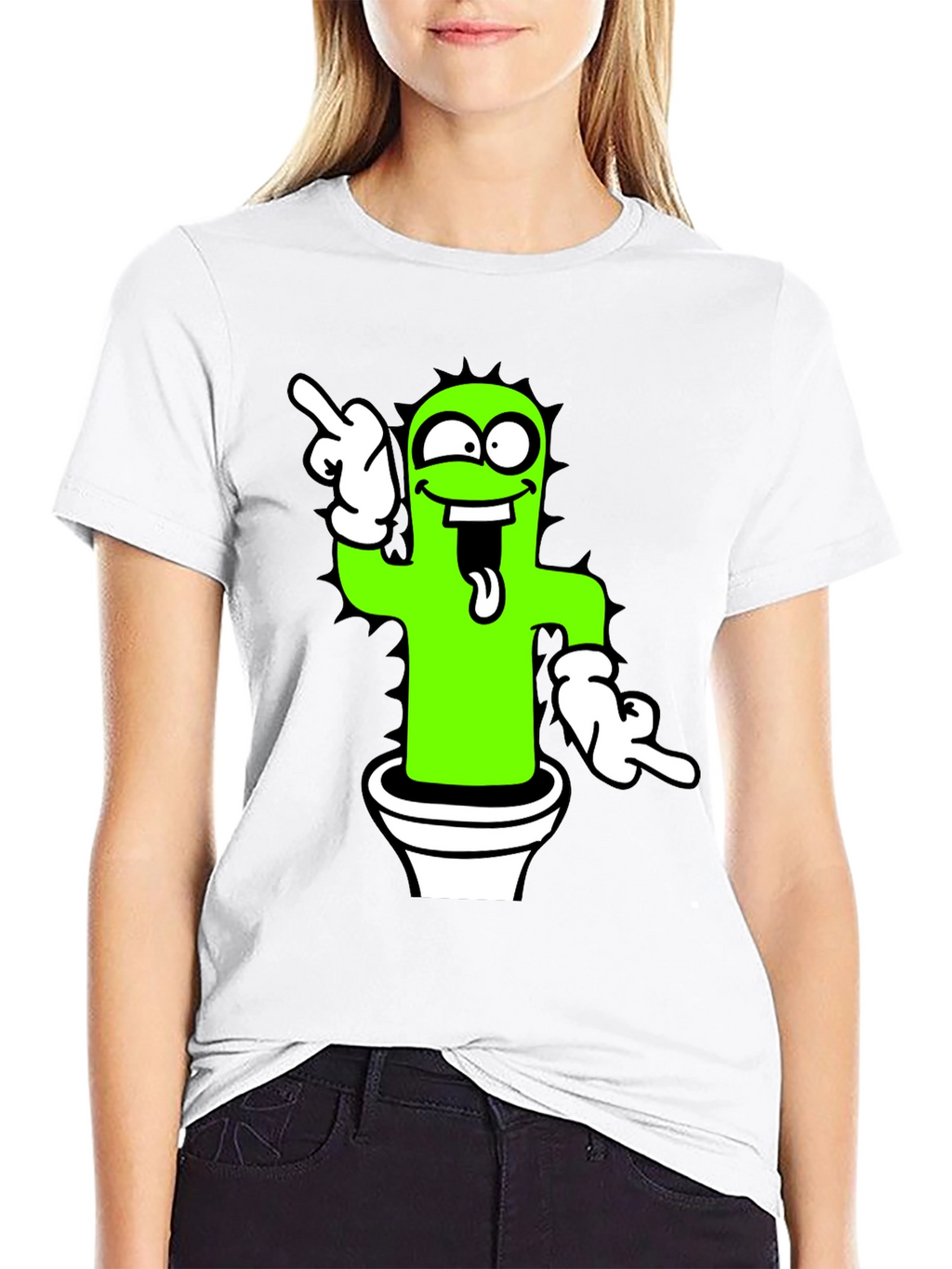 Funny Cactus Graphic Tee - Black
