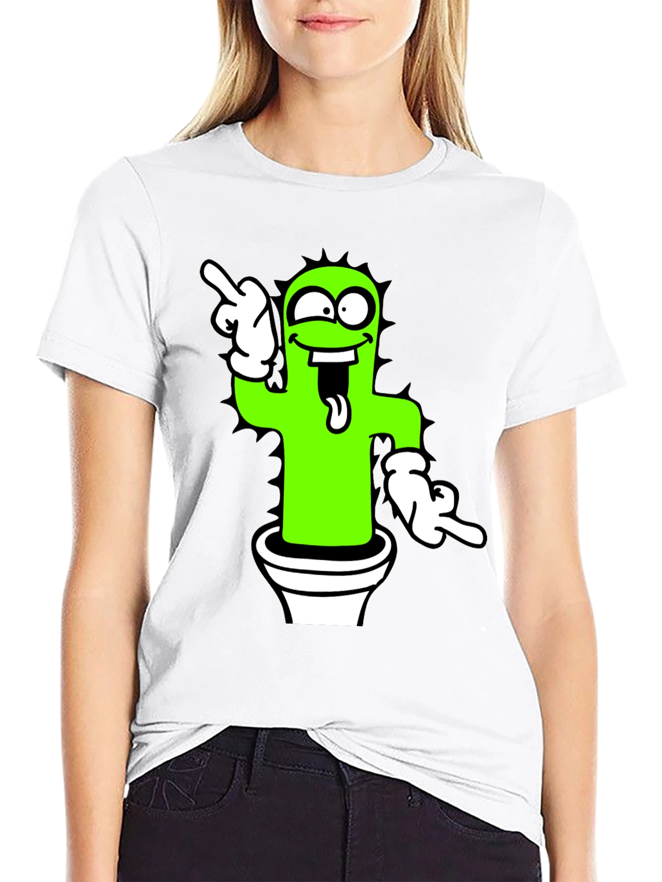 Funny Cactus Graphic Tee - Black