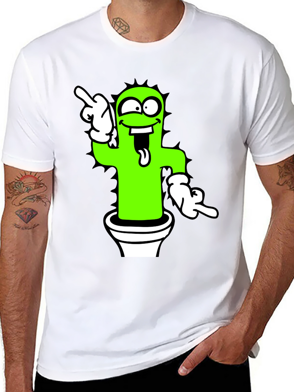 Funny Cactus Graphic Tee - Black