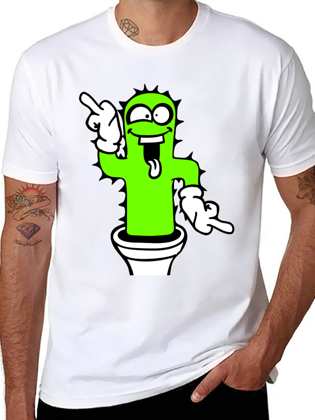 Funny Cactus Graphic Tee - Black
