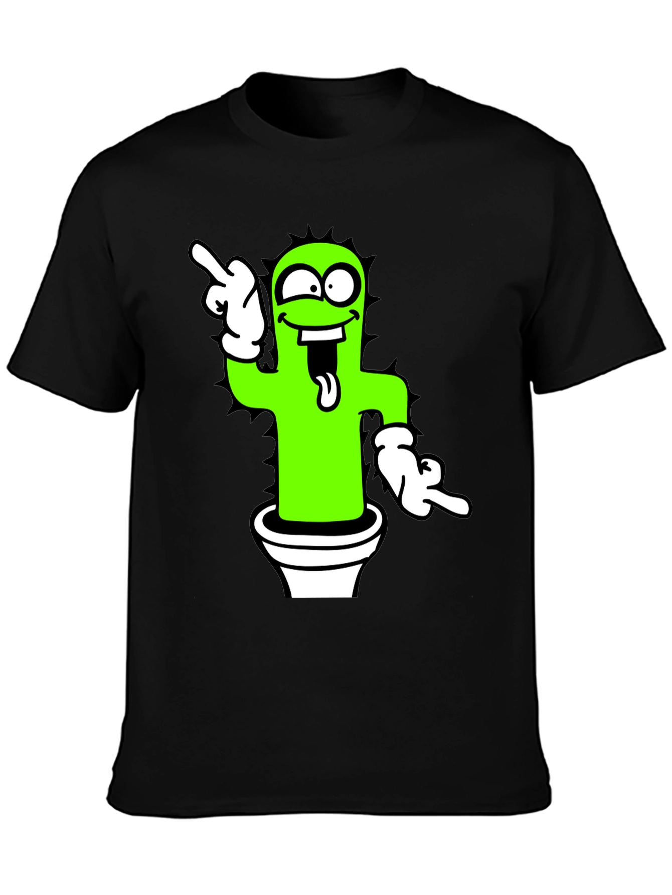 Funny Cactus Graphic Tee - Black