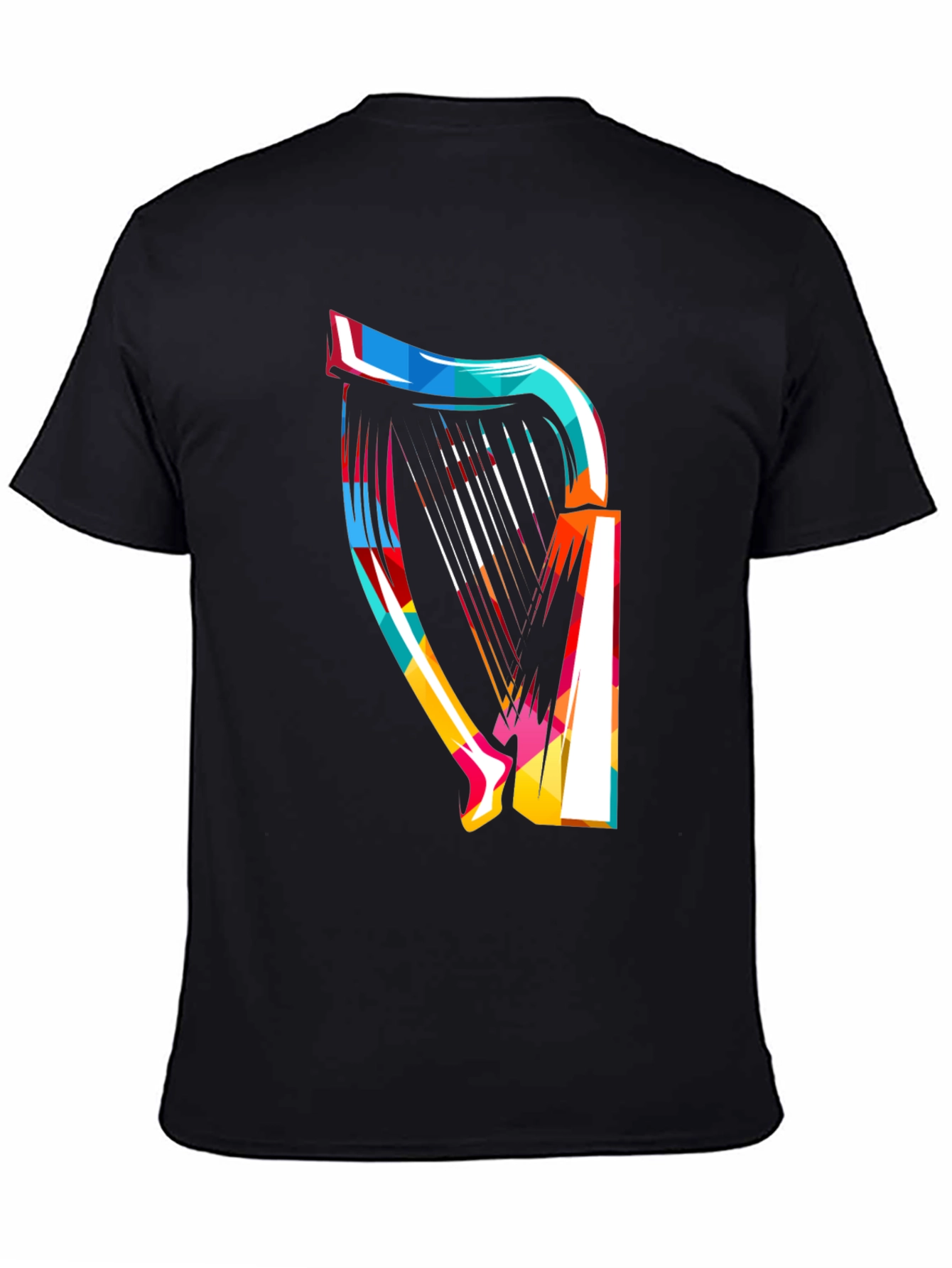 Abstract Harp Graphic Tee - Modern Music Lover Shirt