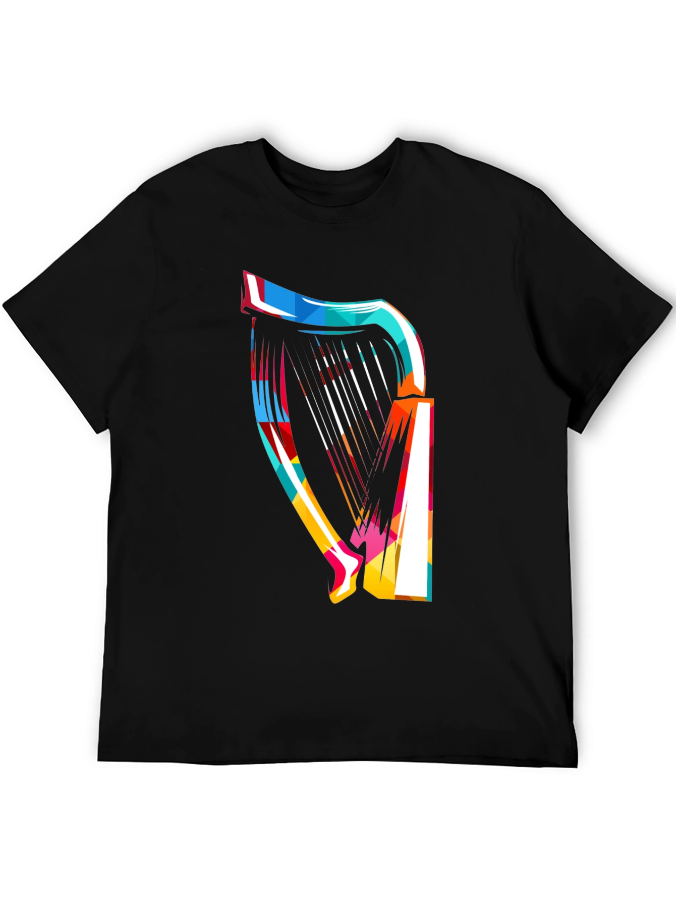 Abstract Harp Graphic Tee - Modern Music Lover Shirt