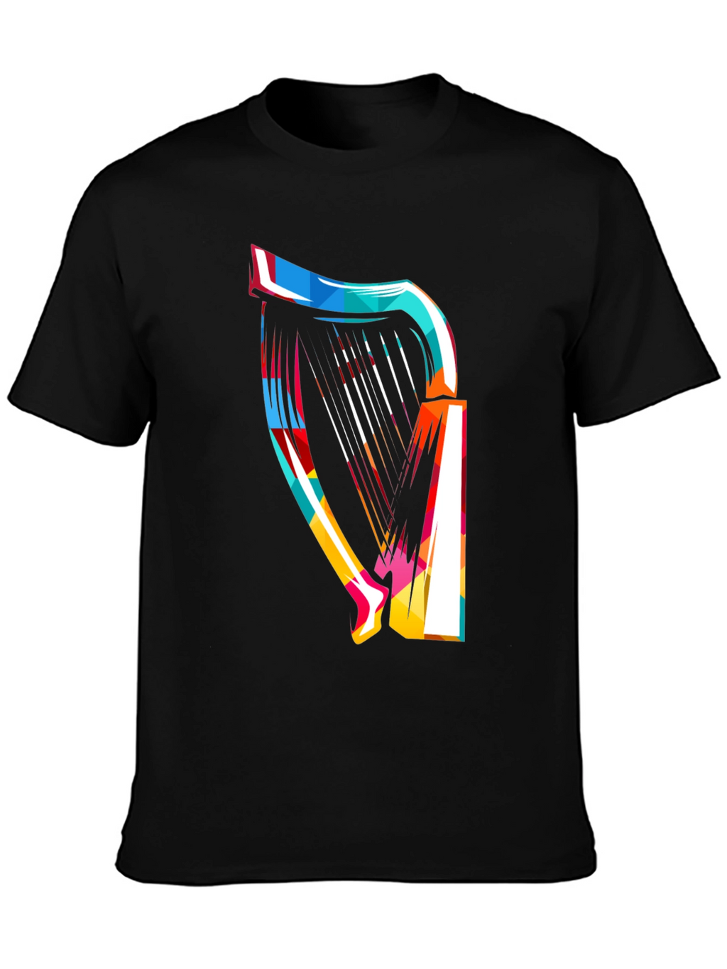Abstract Harp Graphic Tee - Modern Music Lover Shirt