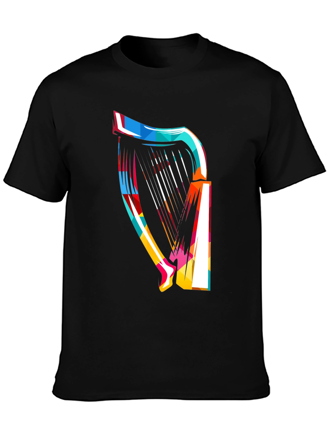 Abstract Harp Graphic Tee - Modern Music Lover Shirt