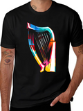 Abstract Harp Graphic Tee - Modern Music Lover Shirt