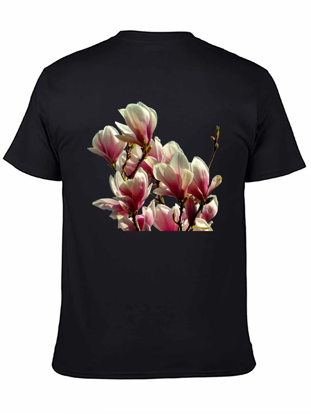 Floral Magnolia Graphic Tee - Black Cotton T-Shirt
