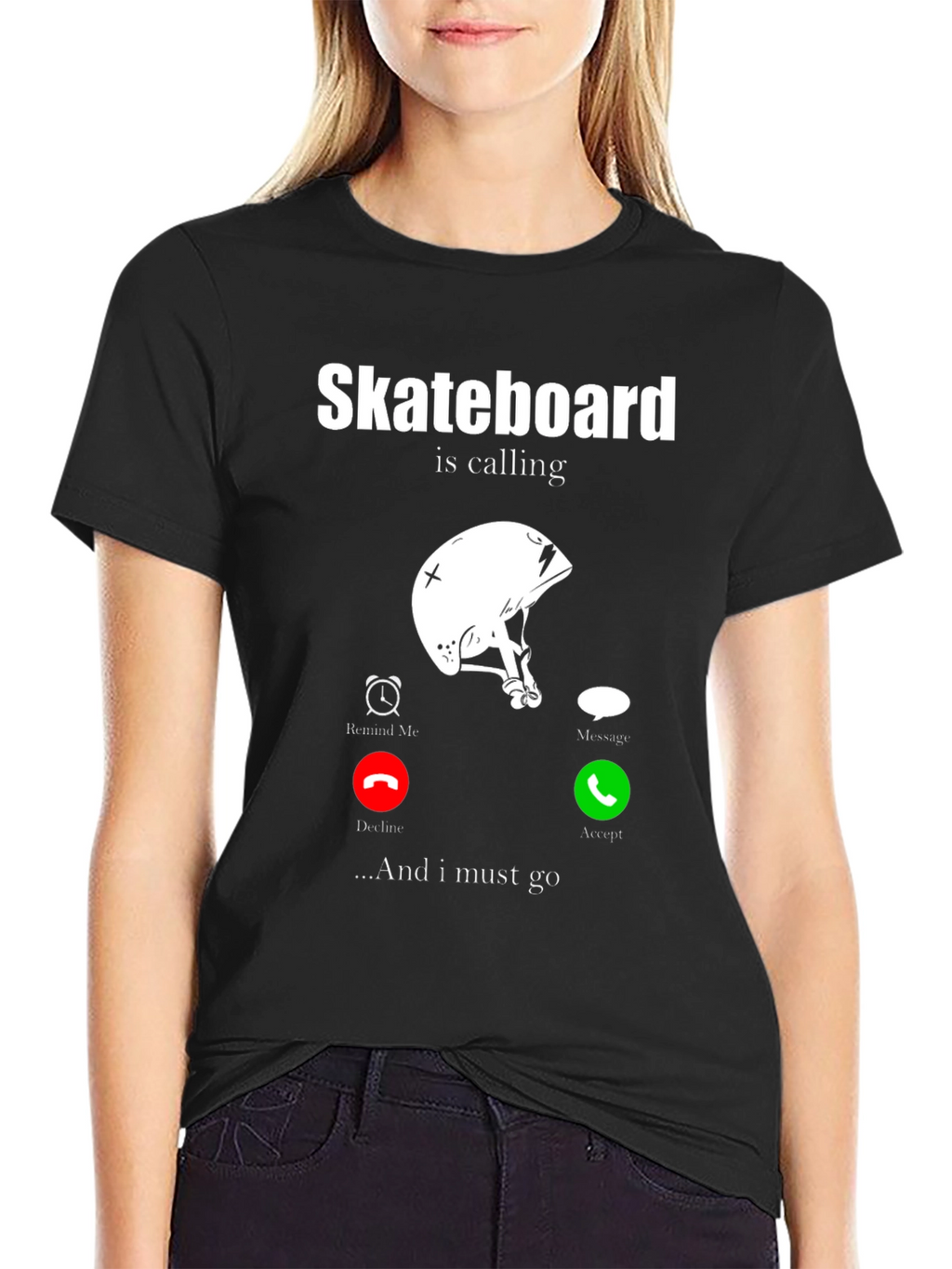 Skateboard Calling Black Graphic Tee