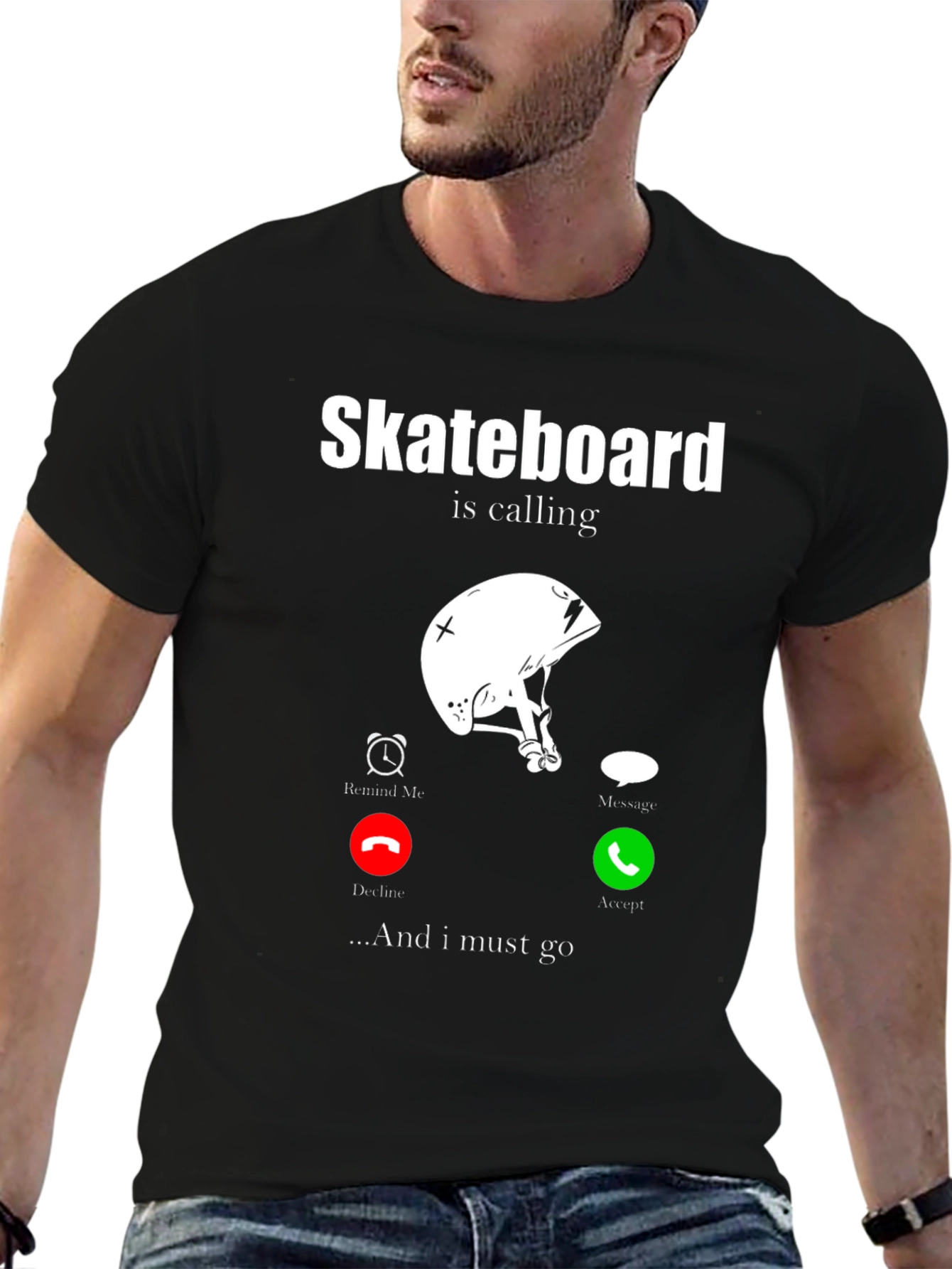Skateboard Calling Black Graphic Tee