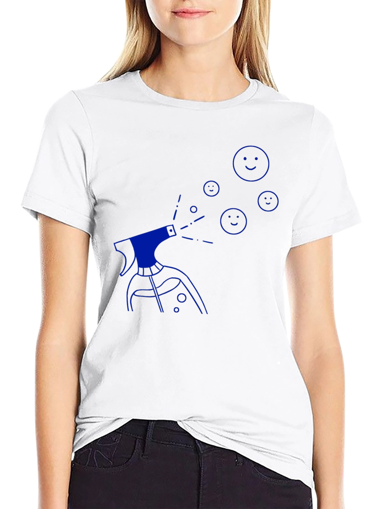 Mens Black T-Shirt with Blue Spray Design