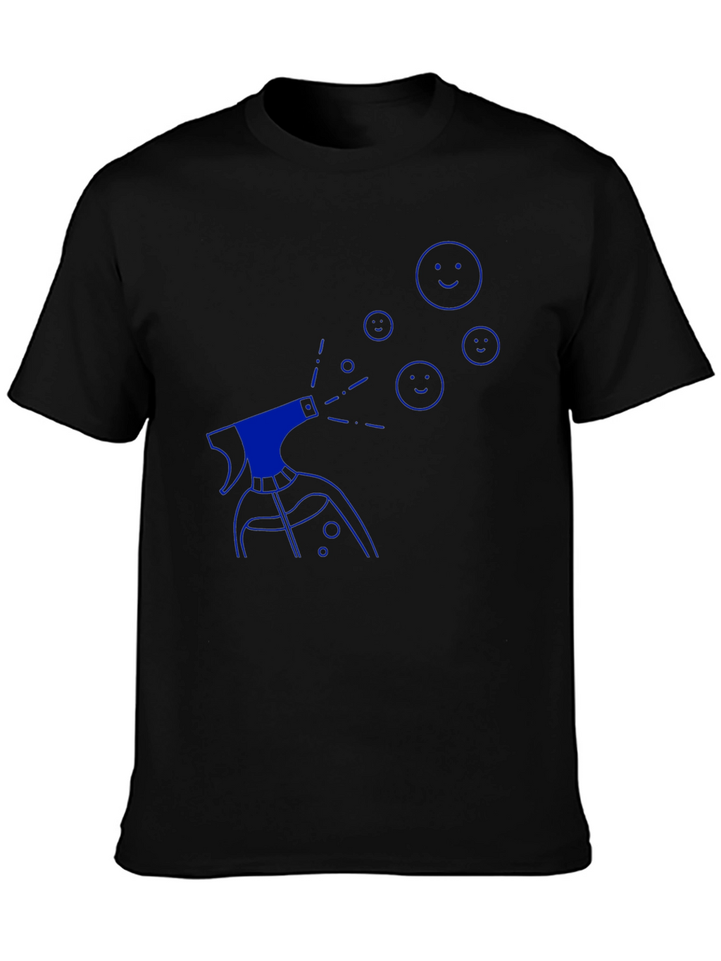 Mens Black T-Shirt with Blue Spray Design