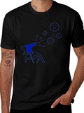 Mens Black T-Shirt with Blue Spray Design