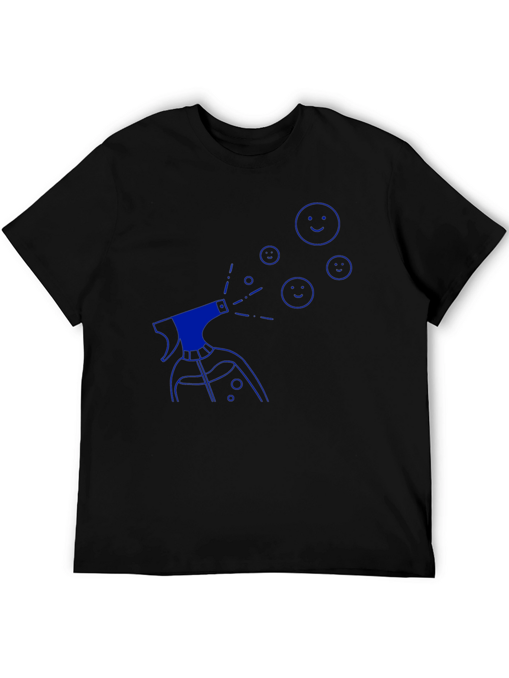 Mens Black T-Shirt with Blue Spray Design