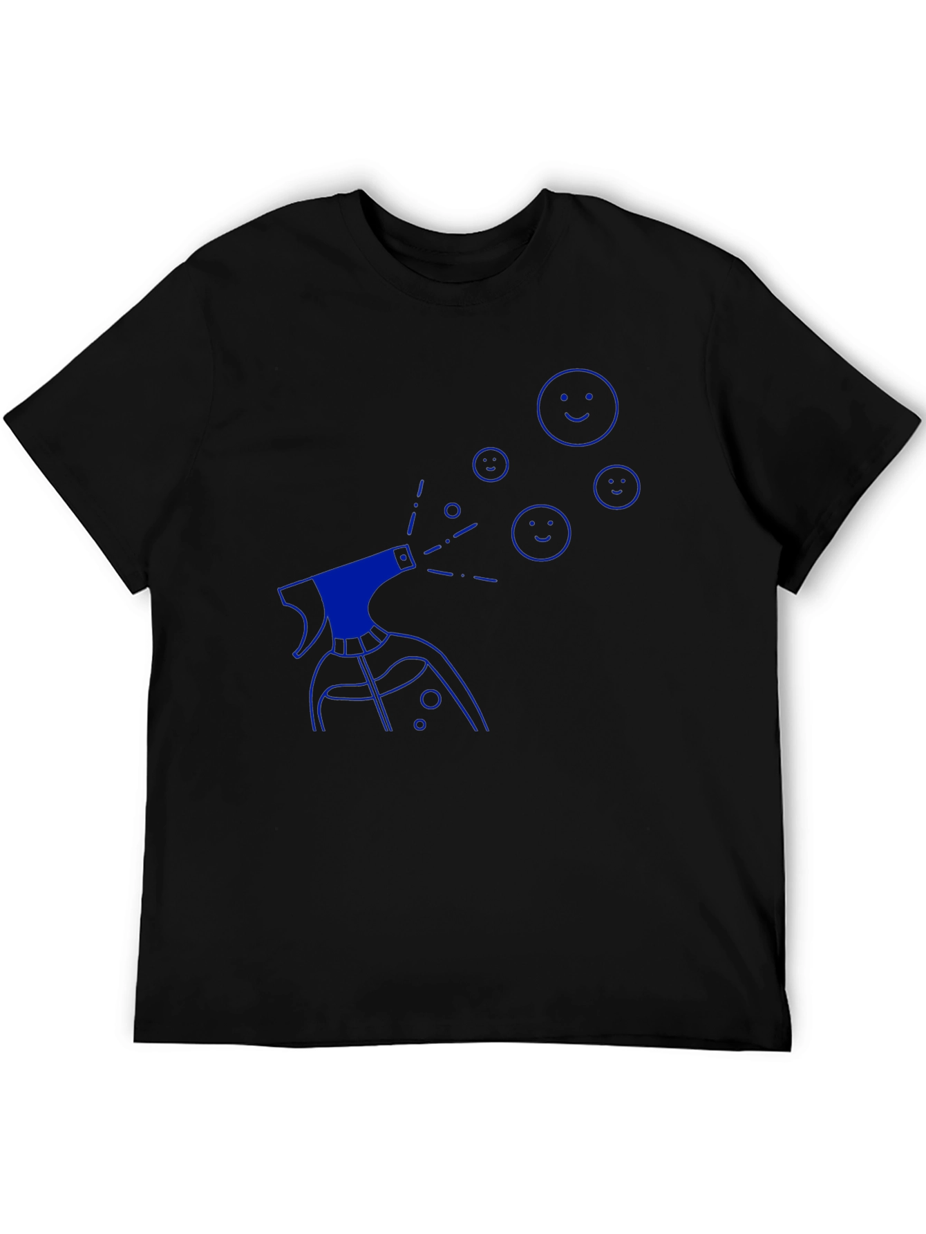 Mens Black T-Shirt with Blue Spray Design
