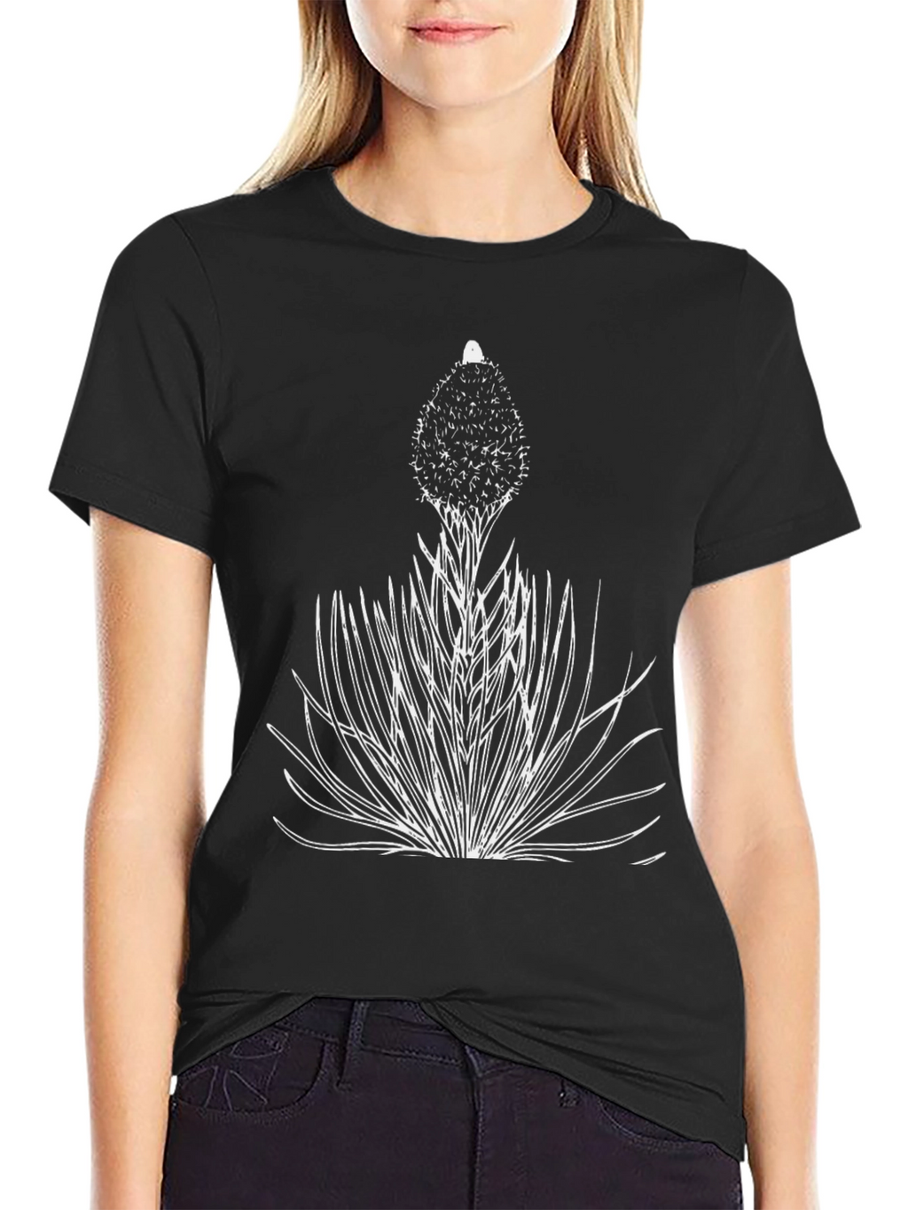 Unique Botanical Graphic Tee - Black