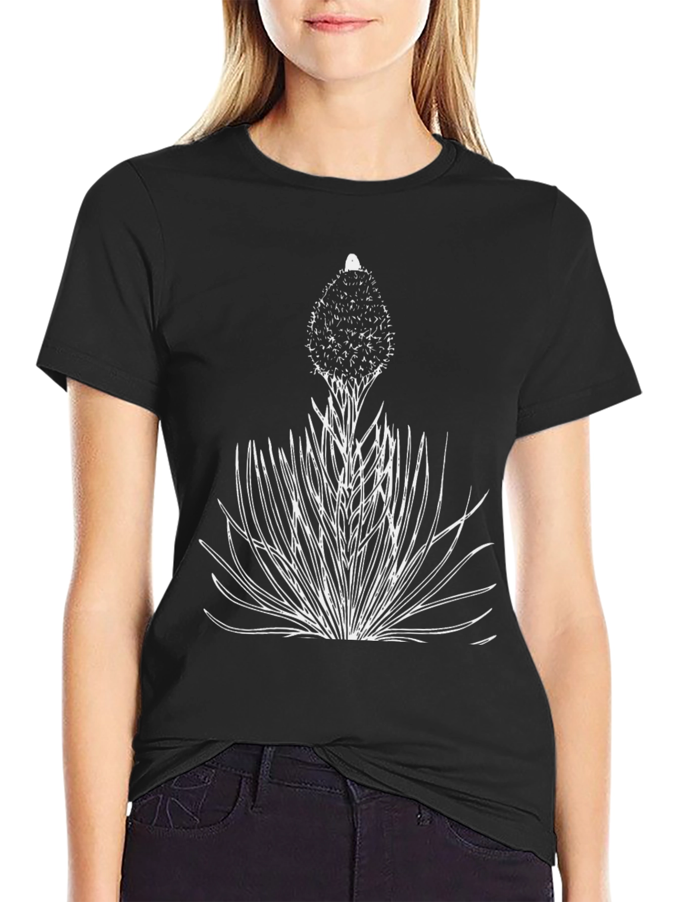 Unique Botanical Graphic Tee - Black