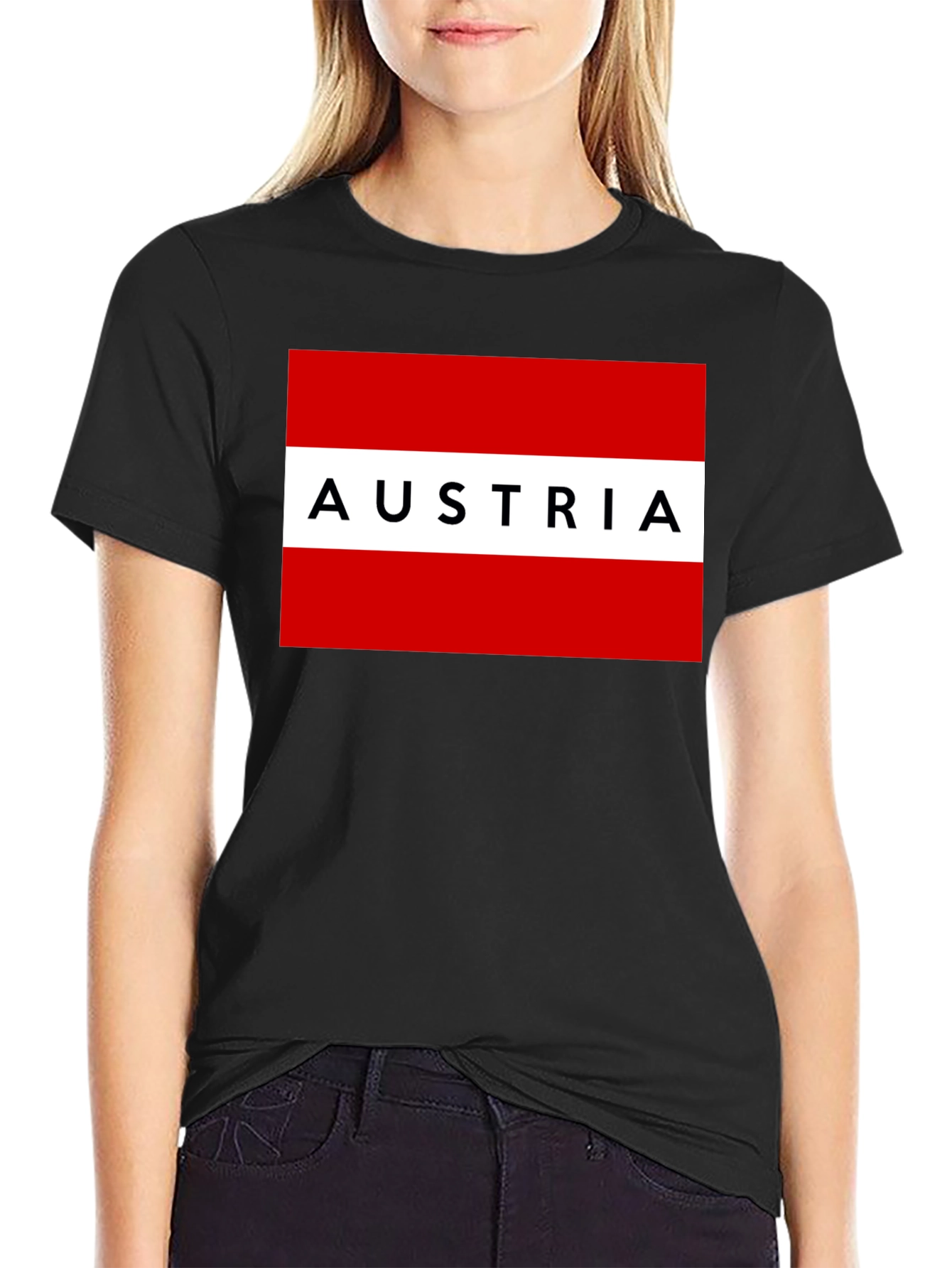 Austria Flag Graphic Tee - Black Unisex T-Shirt