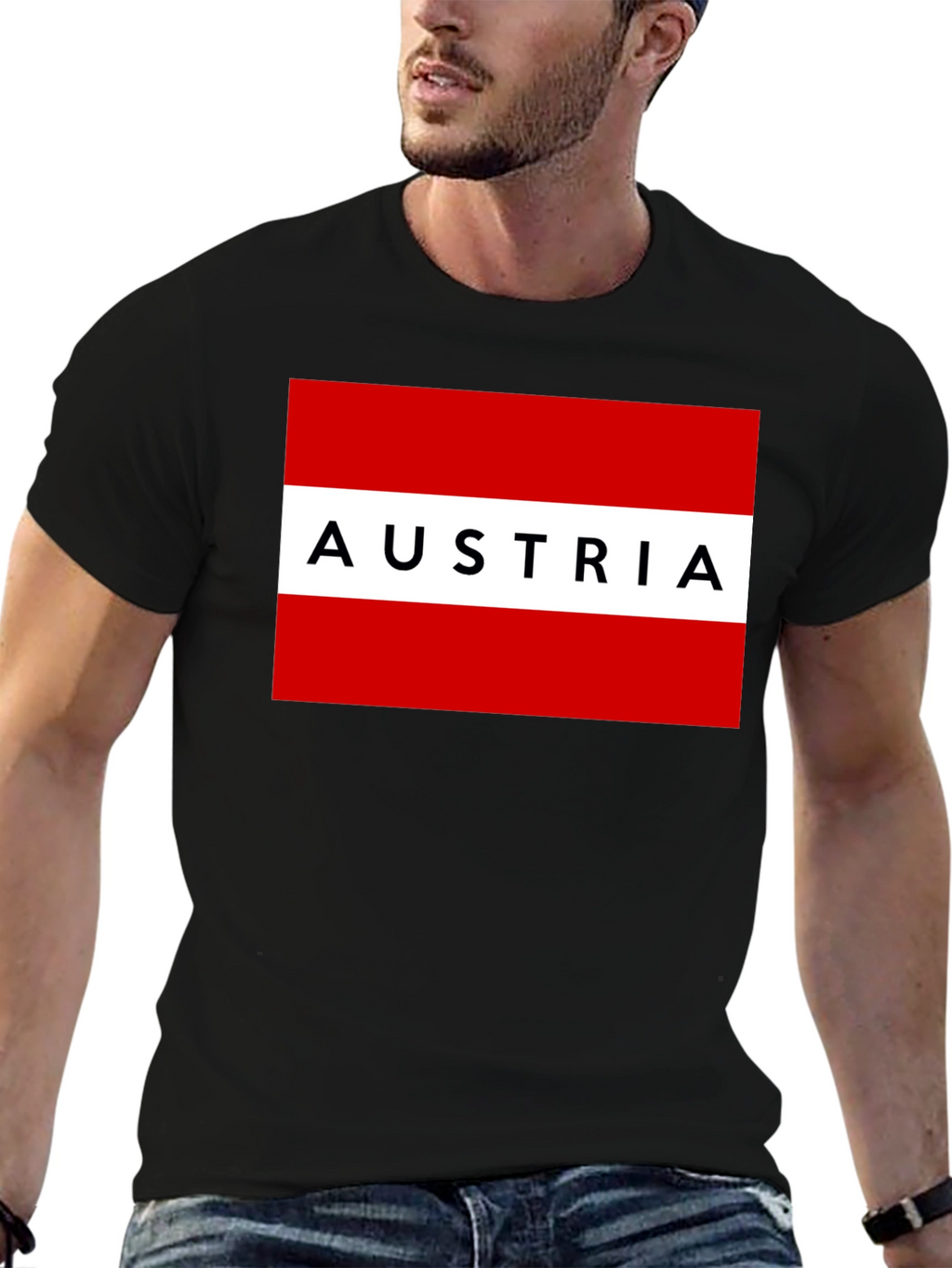 Austria Flag Graphic Tee - Black Unisex T-Shirt