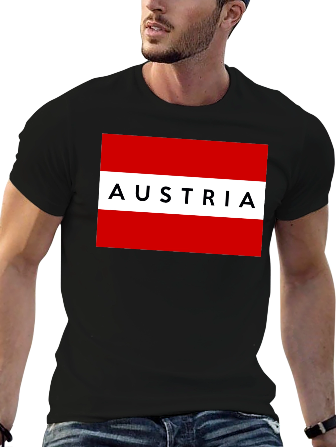 Austria Flag Graphic Tee - Black Unisex T-Shirt