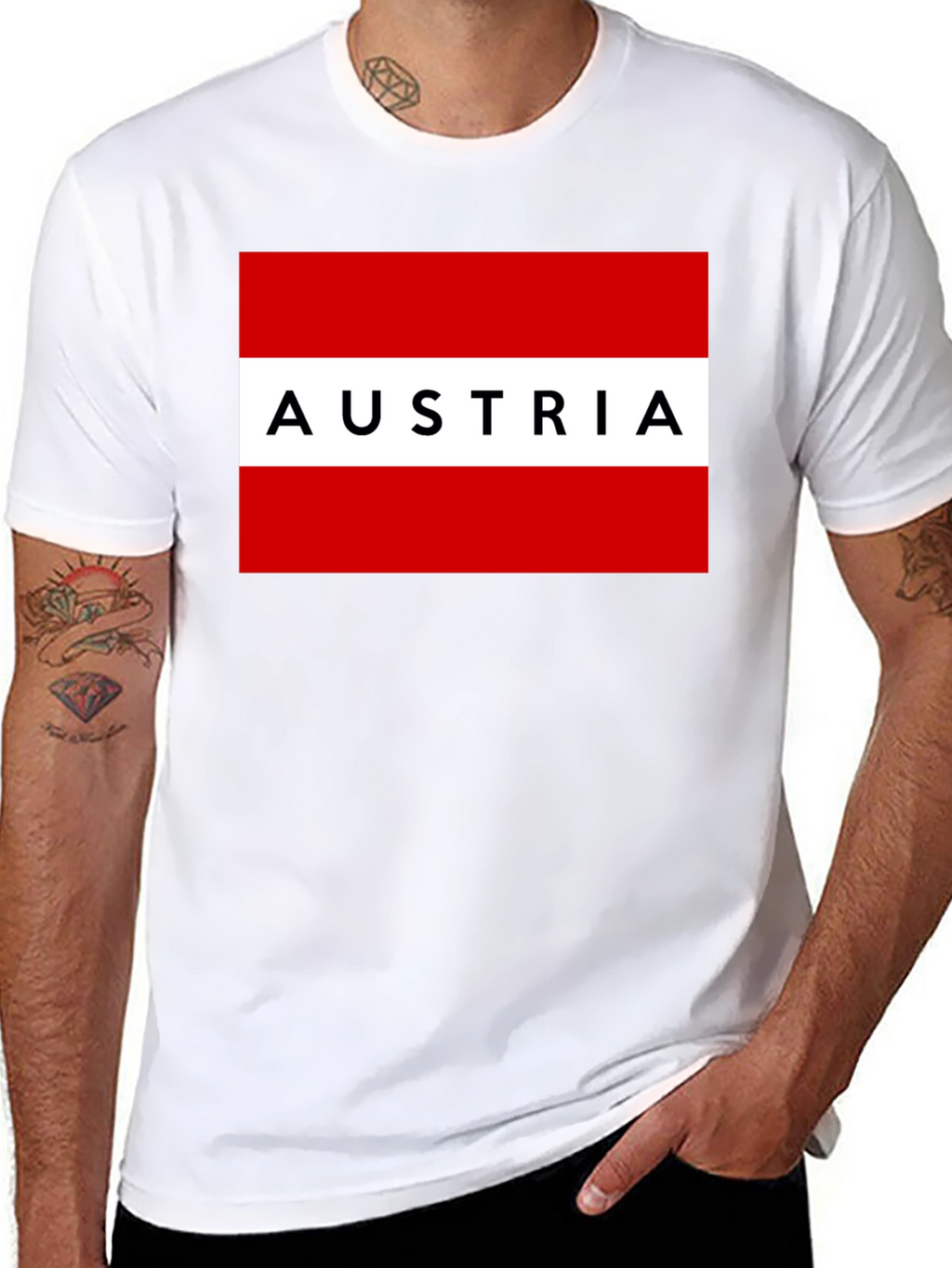 Austria Flag Graphic Tee - Black Unisex T-Shirt