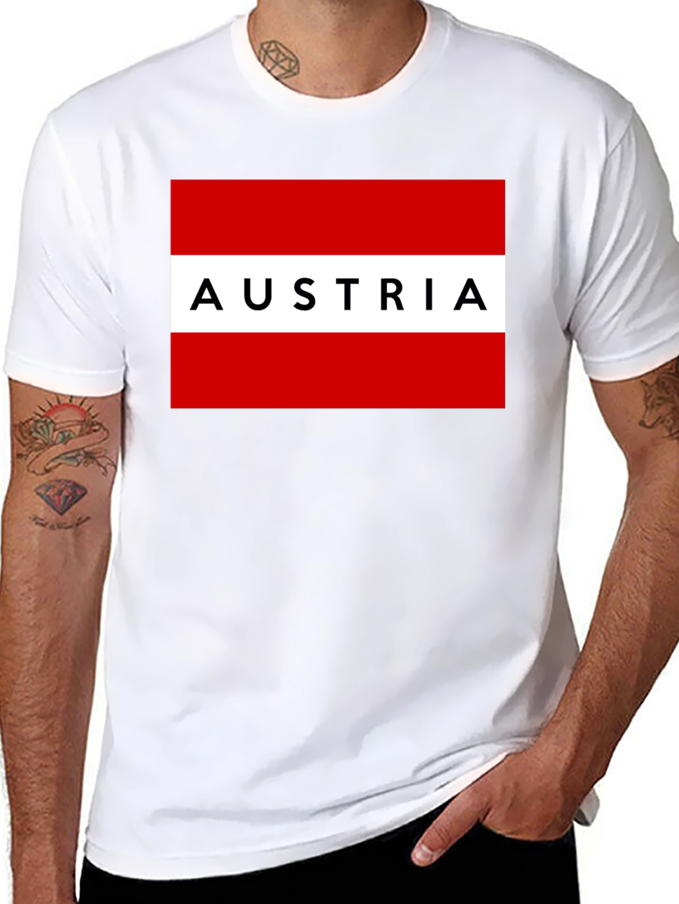 Austria Flag Graphic Tee - Black Unisex T-Shirt