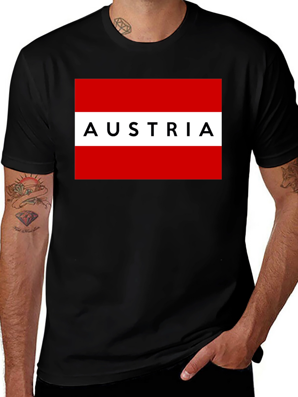 Austria Flag Graphic Tee - Black Unisex T-Shirt