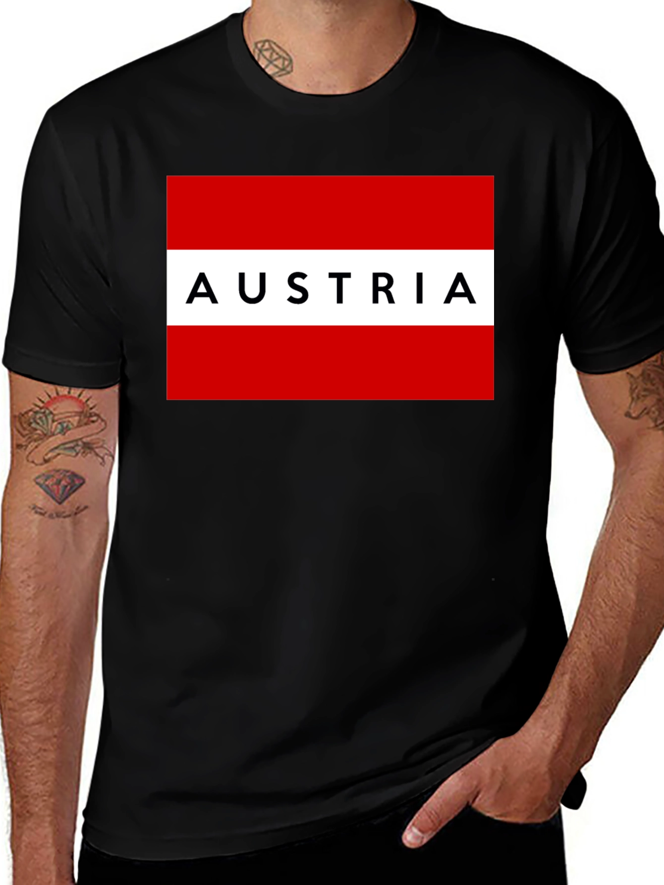 Austria Flag Graphic Tee - Black Unisex T-Shirt
