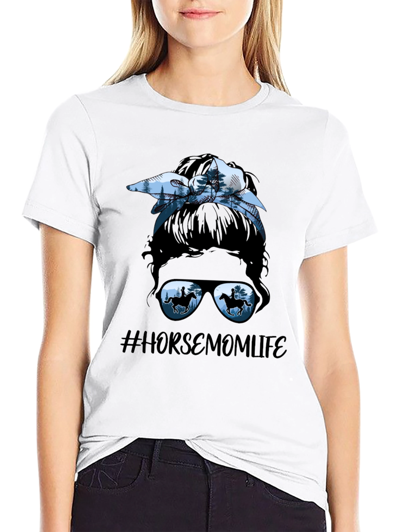 Horse Mom Life Messy Bun T-Shirt