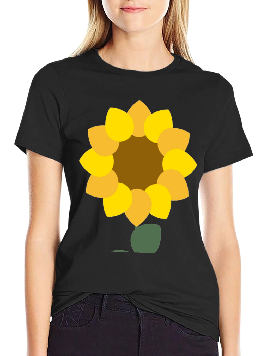Sunflower Graphic Tee - Black Cotton Blend