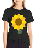 Sunflower Graphic Tee - Black Cotton Blend