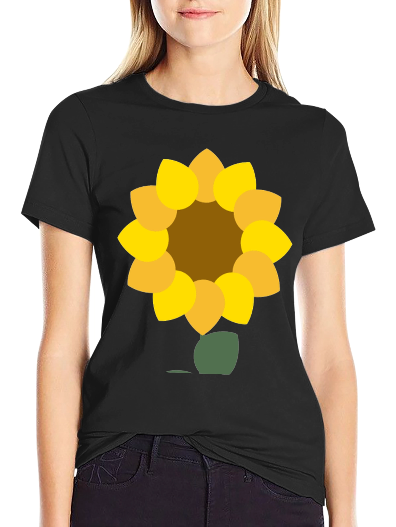 Sunflower Graphic Tee - Black Cotton Blend