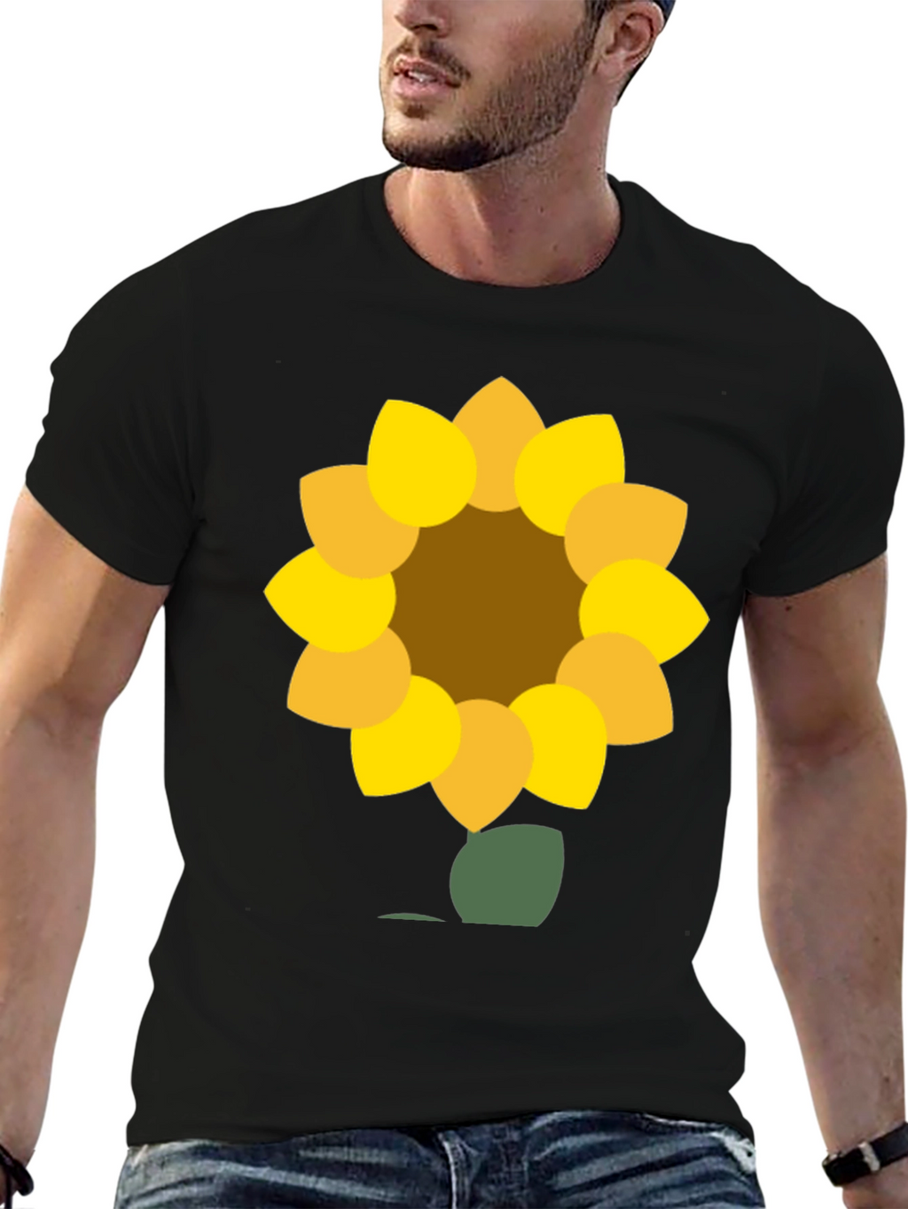 Sunflower Graphic Tee - Black Cotton Blend