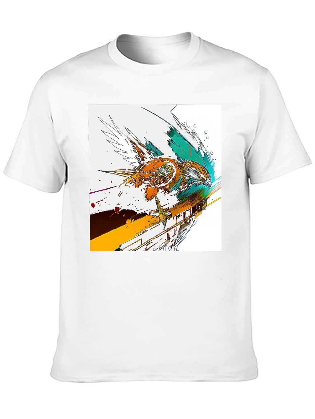 Abstract Bird Graphic Print Black T-Shirt