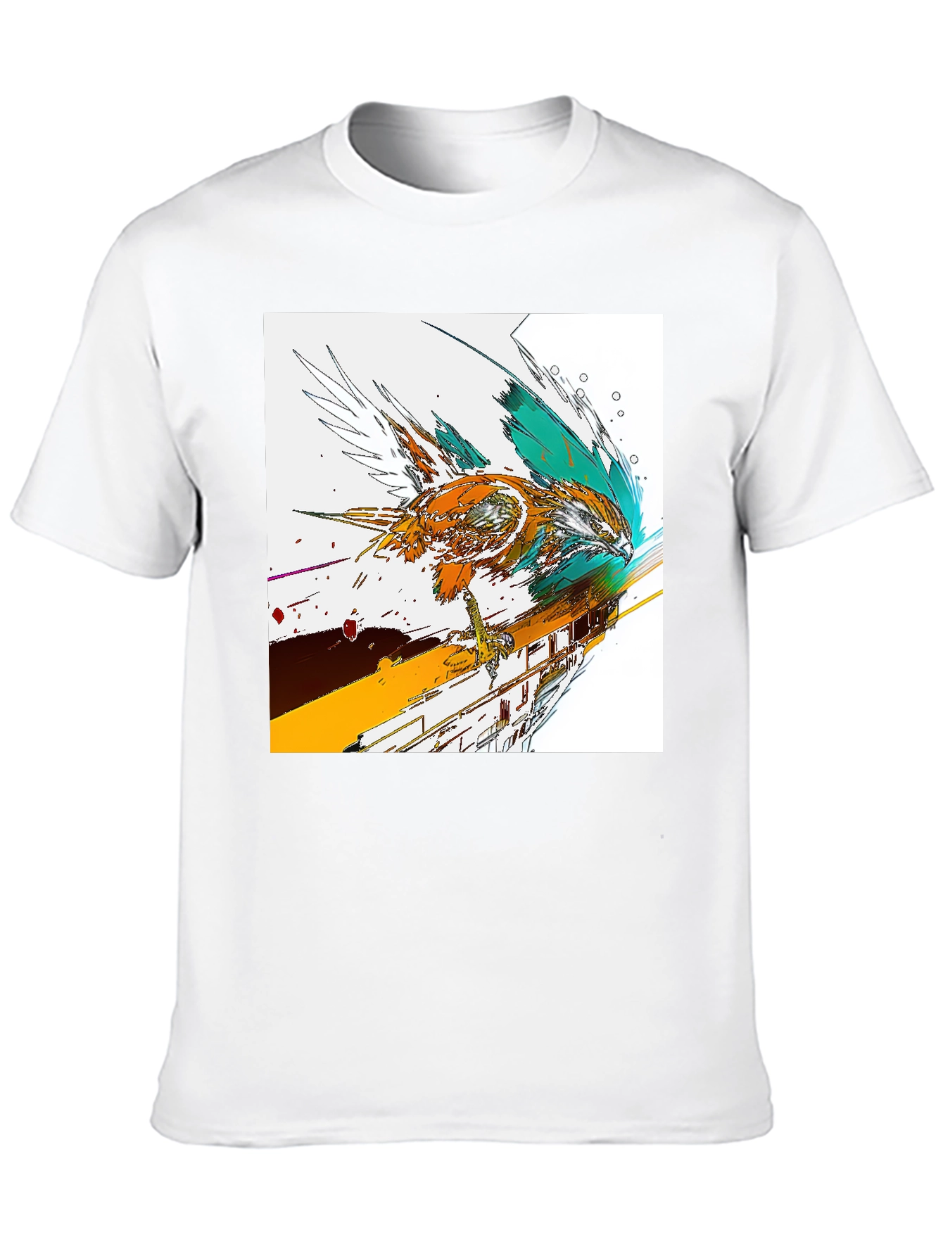 Abstract Bird Graphic Print Black T-Shirt