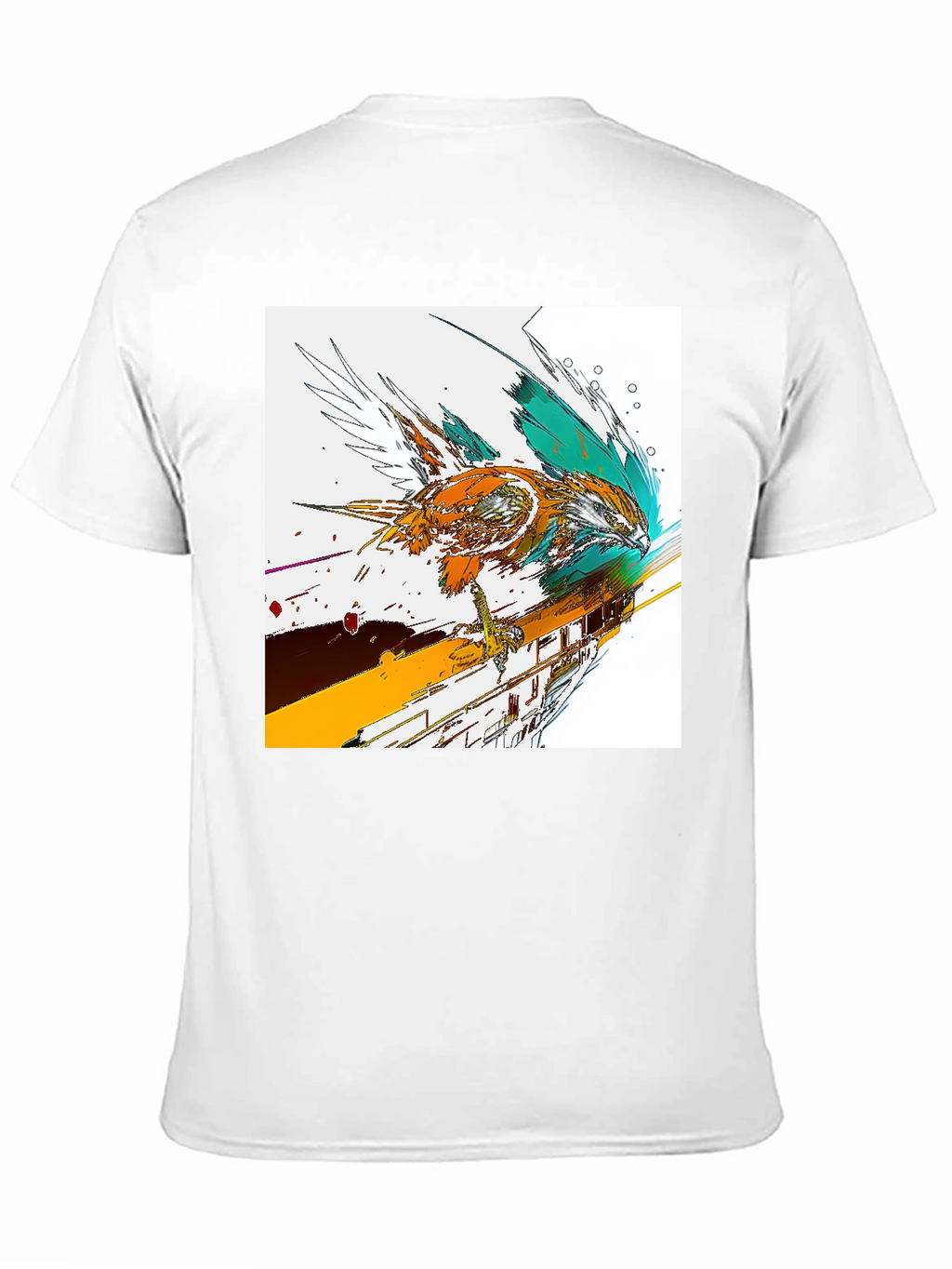 Abstract Bird Graphic Print Black T-Shirt