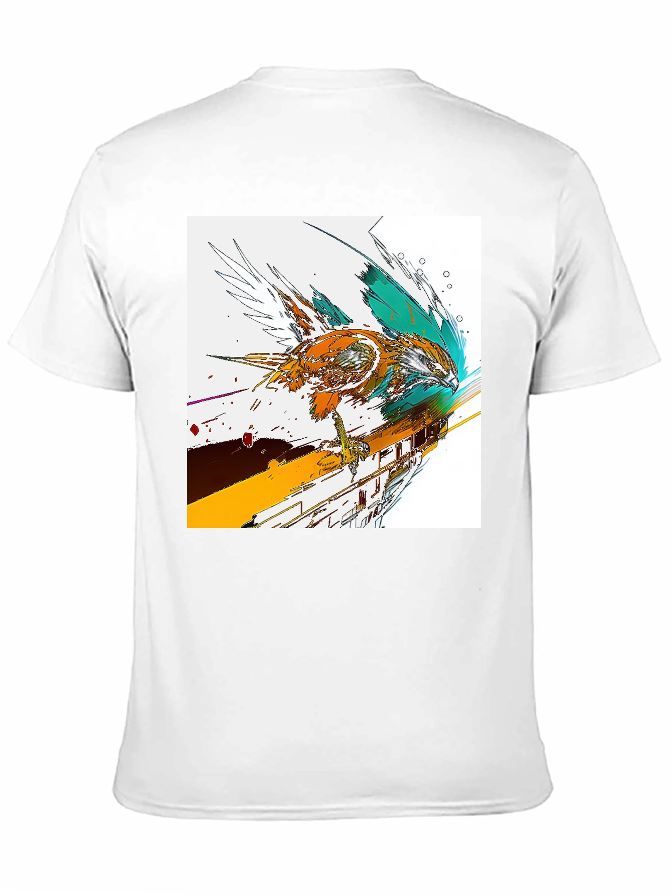 Abstract Bird Graphic Print Black T-Shirt
