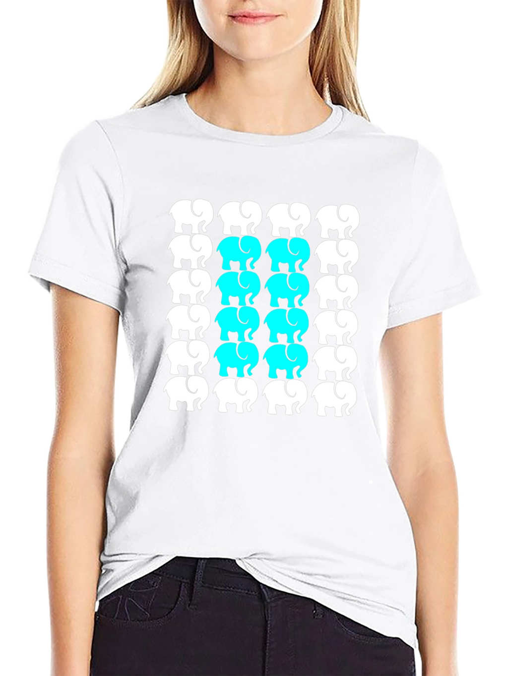 Elephant Pattern Black T-Shirt