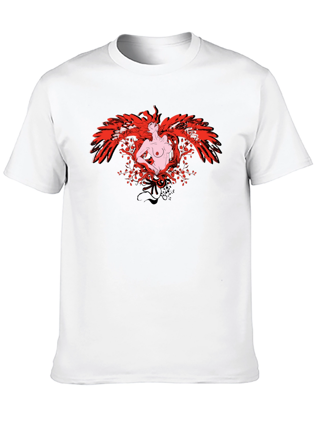 Phoenix Woman Graphic Print T-Shirt - Black