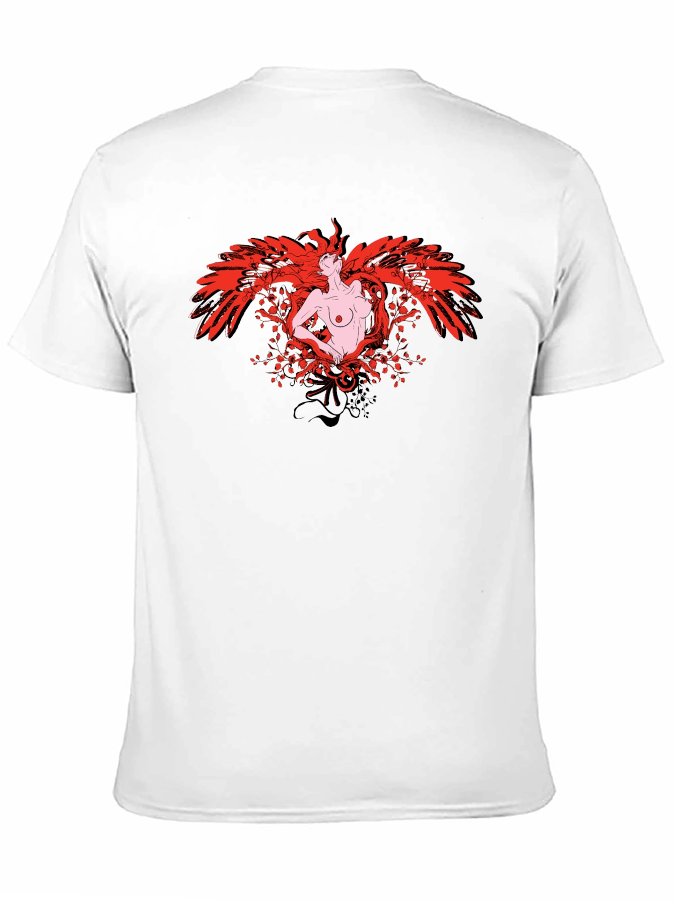 Phoenix Woman Graphic Print T-Shirt - Black