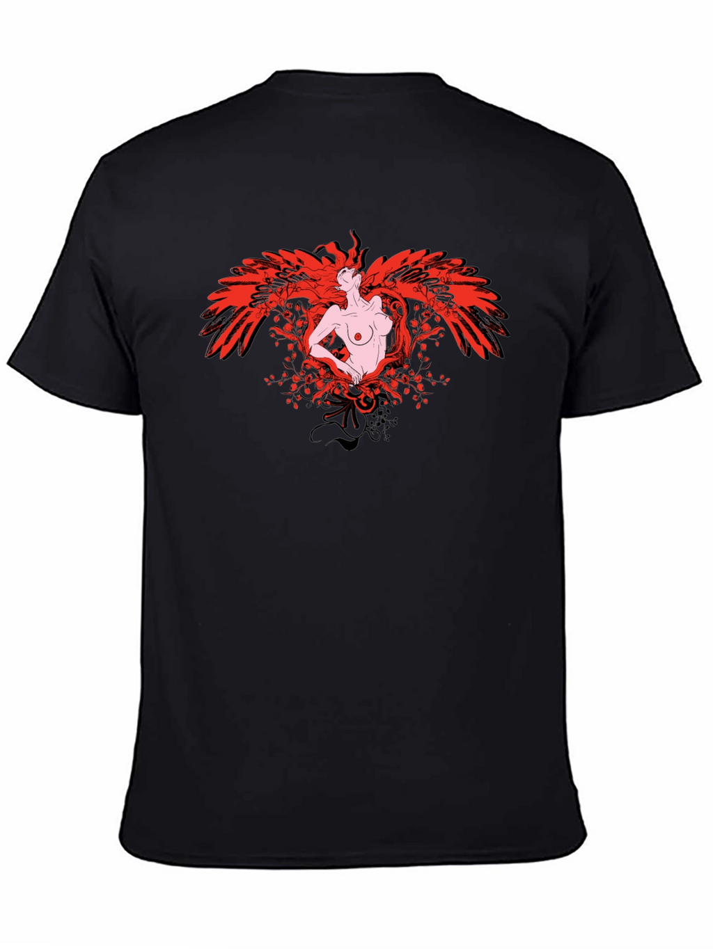 Phoenix Woman Graphic Print T-Shirt - Black