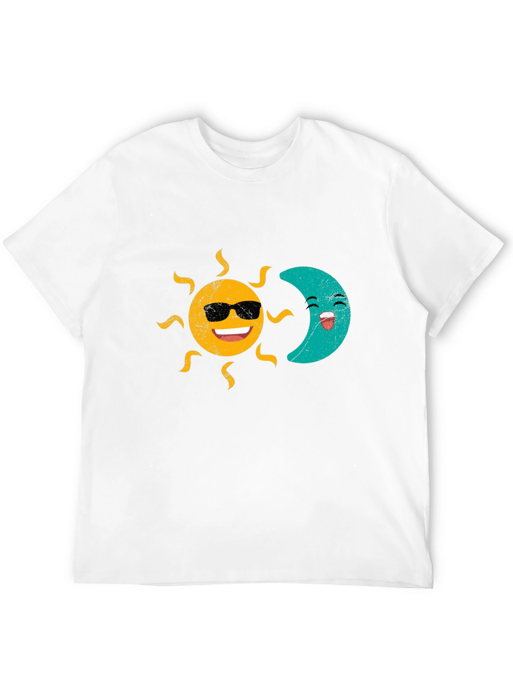 Sun & Moon Graphic T-Shirt - Smiling Celestial Design